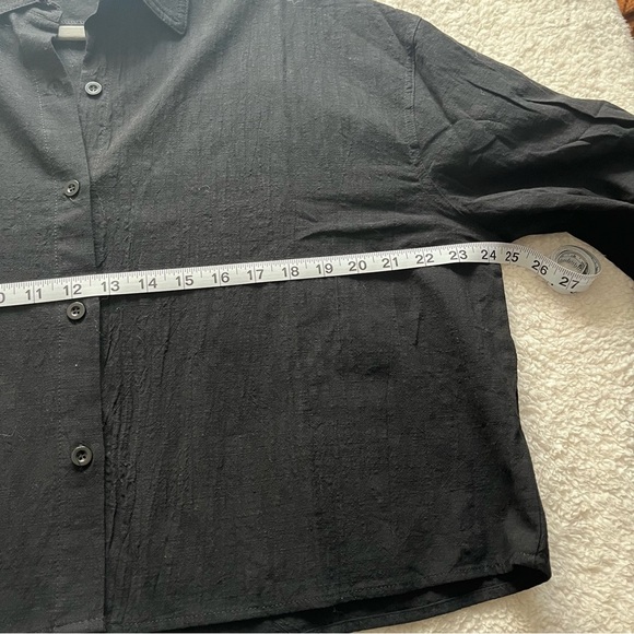 Carly Jean Los Angeles CJLA Casey Button Down Black Blouse Size Medium - Picture 10 of 11